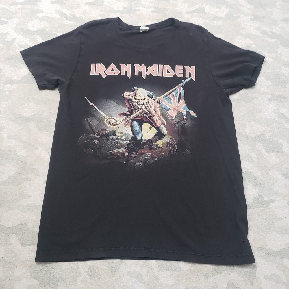 VTG Iron Maiden Pacific Shirt Mens Large Black Y2k Short Sleeve